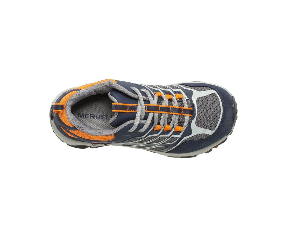 Merrell Vandresko Børn - Moab Fst Lav Waterproof - Mørkeblå/Grå/Orange - NHC719823